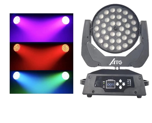 80 Ra Indice de rendu des couleurs Éclairage de scène 36x10W RGBW 4 en 1 Zoom Wash Moving Head Light